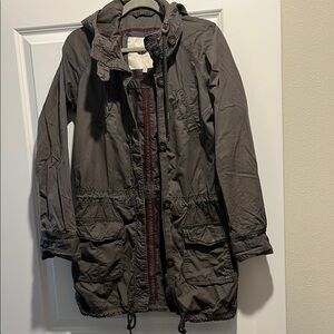 Abercrombie & Fitch greenish Gray and Burgundy trim Jacket